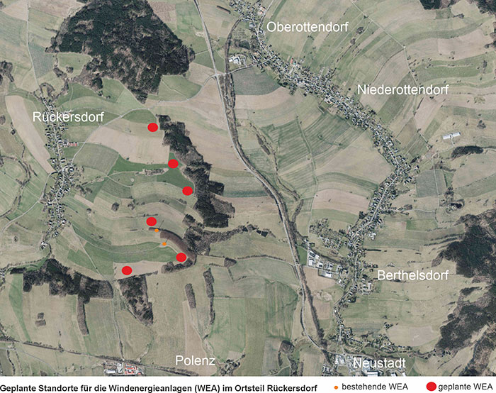 geplante Standorte und bestehende WEA geplante Standorte und bestehende WEA